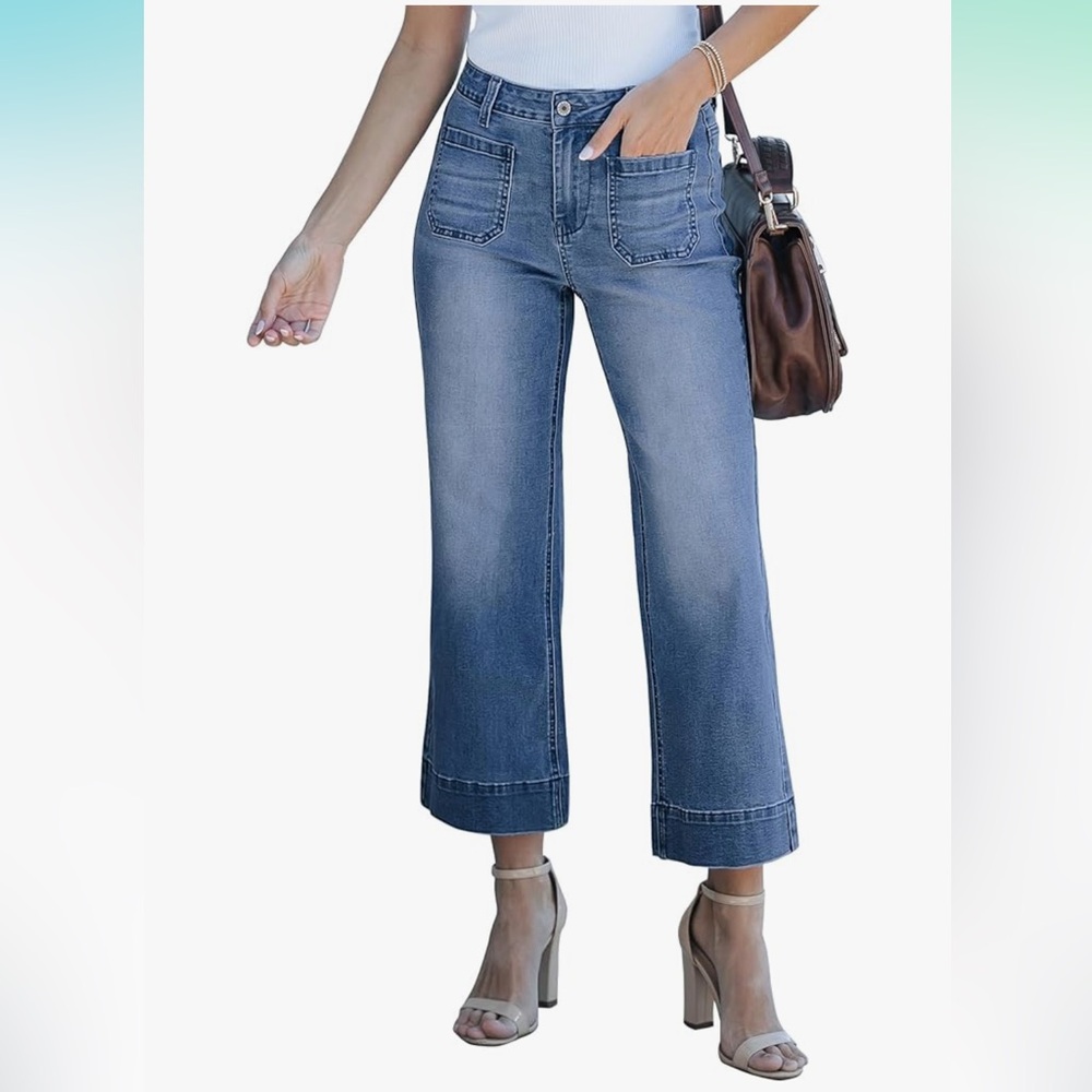 luvamia Wide Leg Cropped Flare Jeans